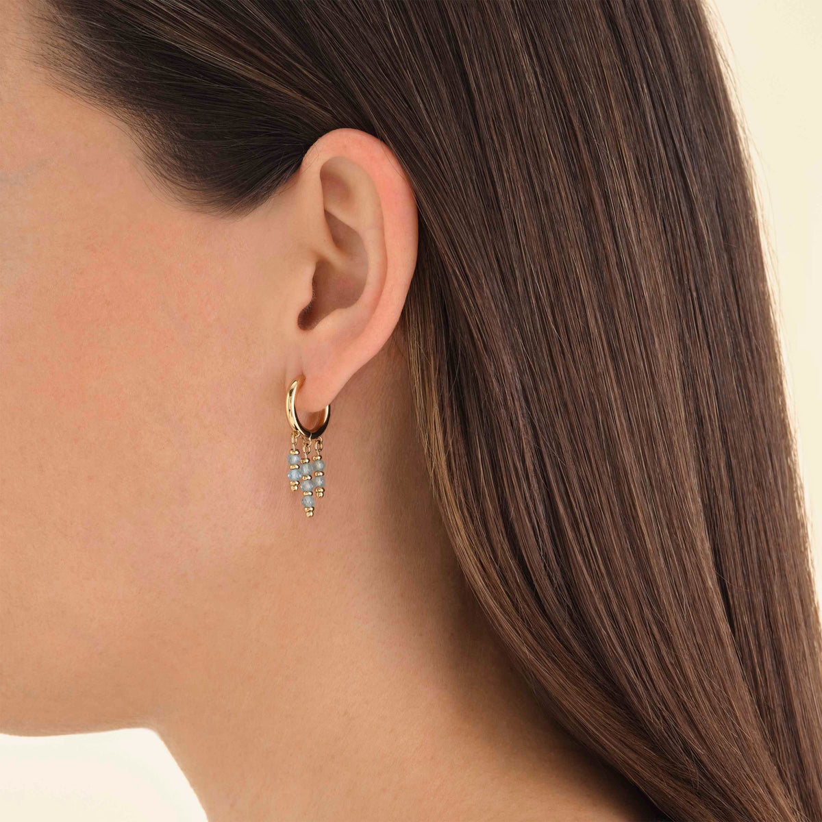 Hängende Perlen Hoops Blau leftcolumn