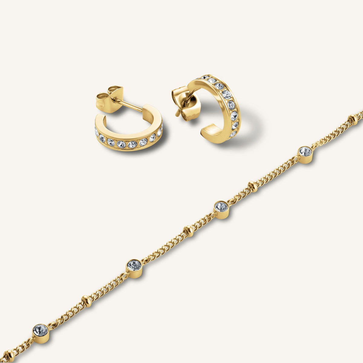 Multi Crystal Armband + Ohrringe Geschenkset leftcolumn