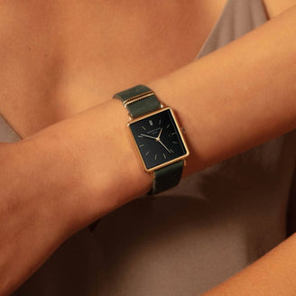 Boxy Schwarz Waldgrün + Uhrenband Geschenkset leftcolumn