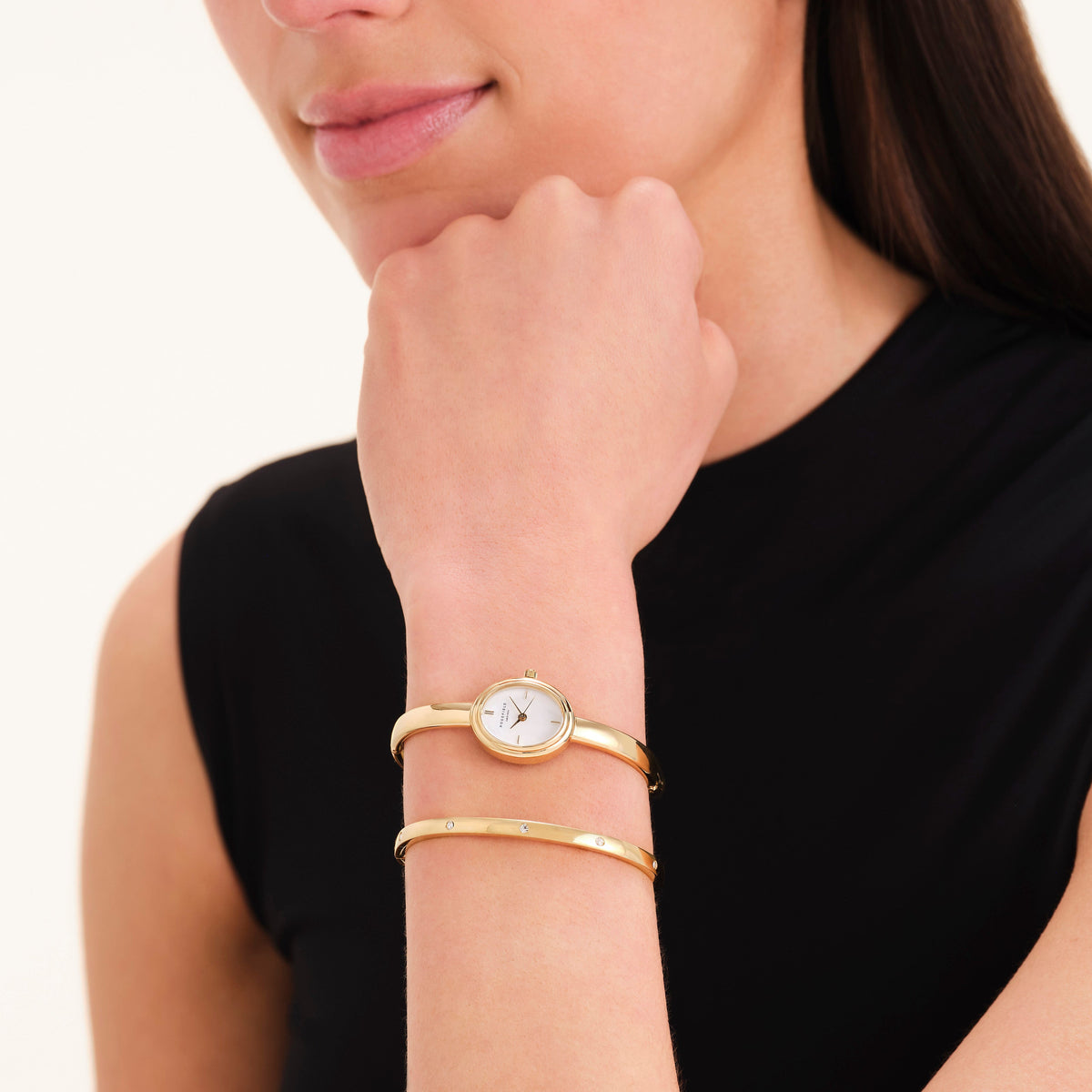 Bangle Armbanduhr + Kristall Armreif leftcolumn